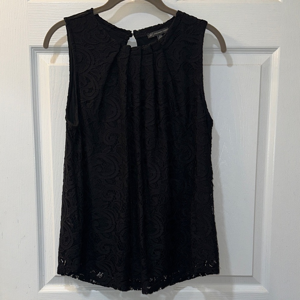 Adrianna Papell Black Lace Sleeveless Blouse